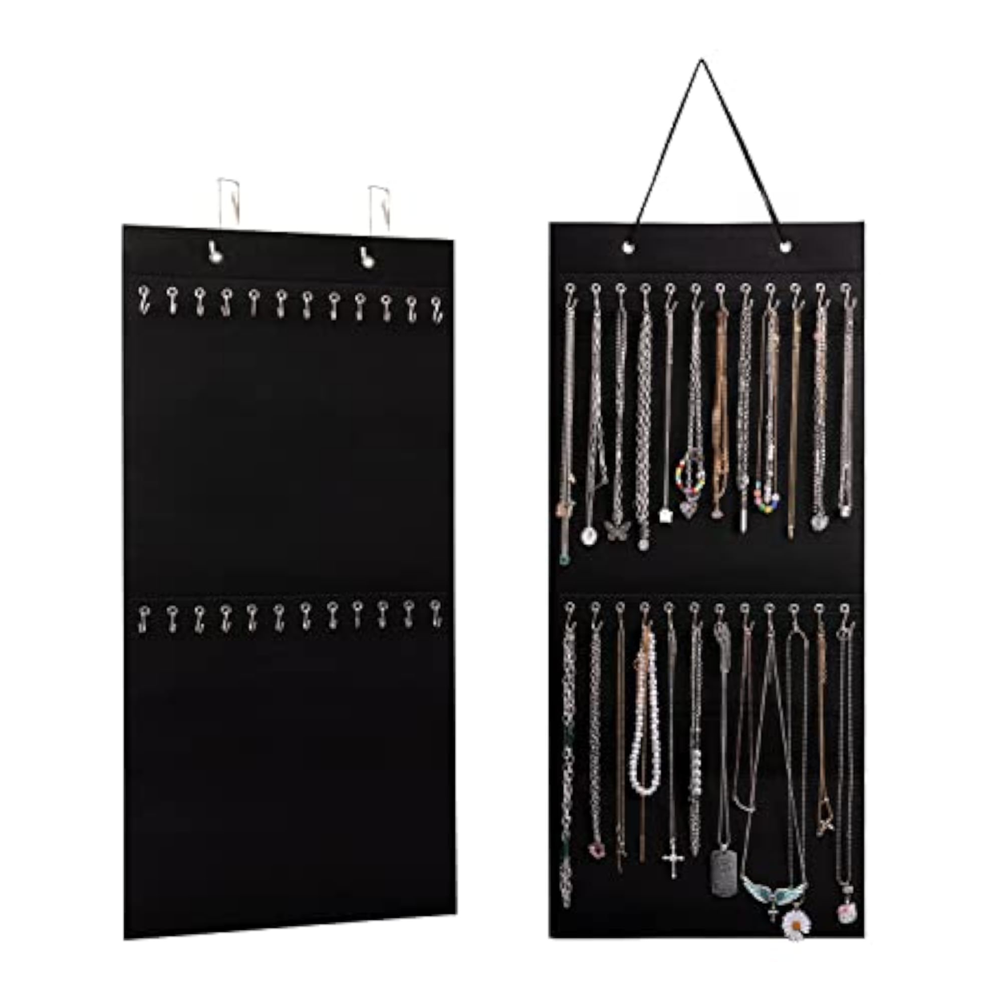 Wall Hanging Jewelry Organizer with 24 Hooks for Door or Closet